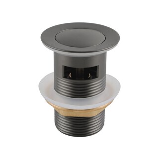 Gun Metal Grey 32mm Solid Brass Basin Pop Up Waste with Overflow (40mm PVC Adaptor)