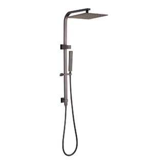 Gun Metal Grey Square Dual Shower Station 250mm Over Head With Hand Held Shower