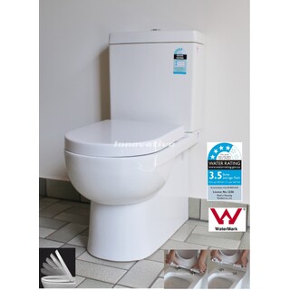 Back To Wall  Ceramic Toilet Suite S&P Trap Soft Close Seat 3 Inlet Options WELS