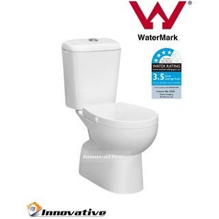 S-Trap Close Coupled Toilet Suite, Easyclean Oval Base,(Floor Waste), Soft Close