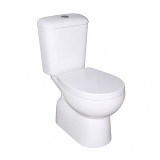 S-Trap Close Coupled Toilet Suite, Easyclean Oval Base,(Floor Waste), Soft Close
