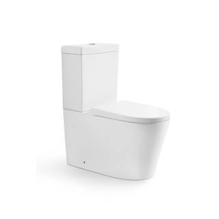 Rimless Back To Wall Toilet Suite Ceramic Curve Design S&P Trap Soft Close Seat