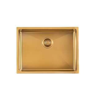 600x450x230mm 1.2mm Handmade Top/Undermount Single Bowl Kitchen Sink 304 Stainless Steel/Brushed Gold