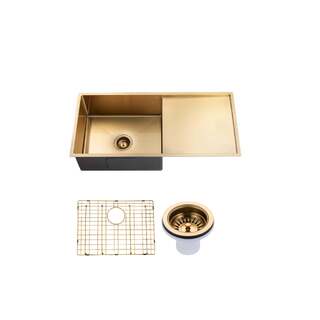 960*450*230mm Brushed Yellow Gold Hand-made Single Bowl Kitchen Sink(Round Edges)