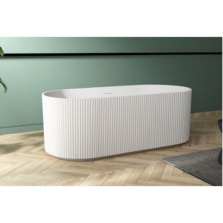 Free Standing Bath Tub Modern Groove Fluted Ribbed Corrugated Design 1700x800x580
