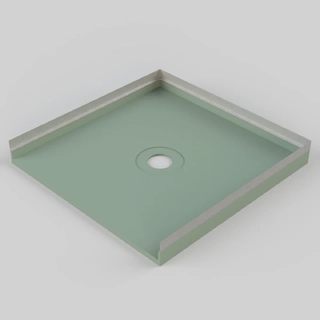 Wet Area 900x900mm Square Centre Outlet Tile-Over Shower Tray Dense Polyurethane Base With Flashing